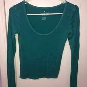 Long sleeve low neck top